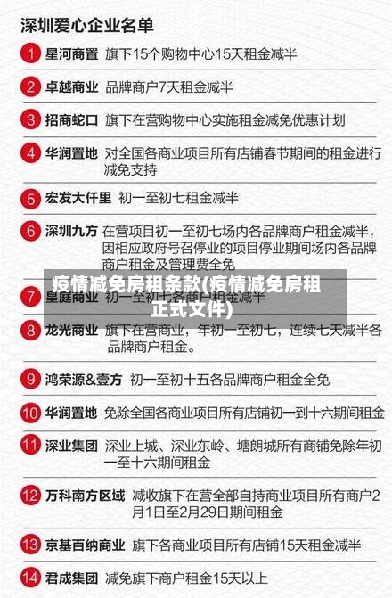 疫情减免房租条款(疫情减免房租正式文件)