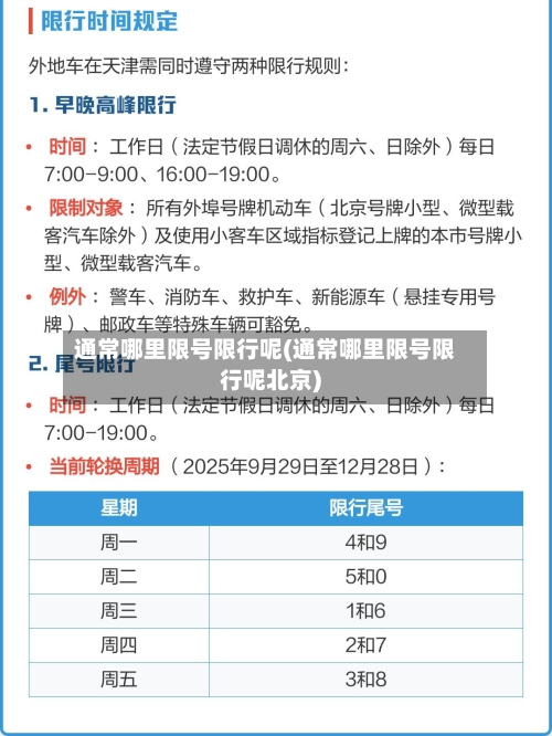 通常哪里限号限行呢(通常哪里限号限行呢北京)